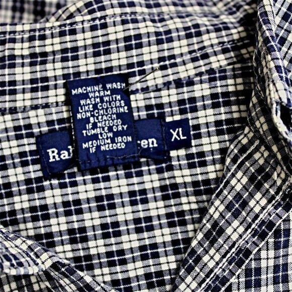 Ralph Lauren Shirt Casual Long-sleeved Button Front Collared Blue Plaid Men's XL - Picture 6 of 6